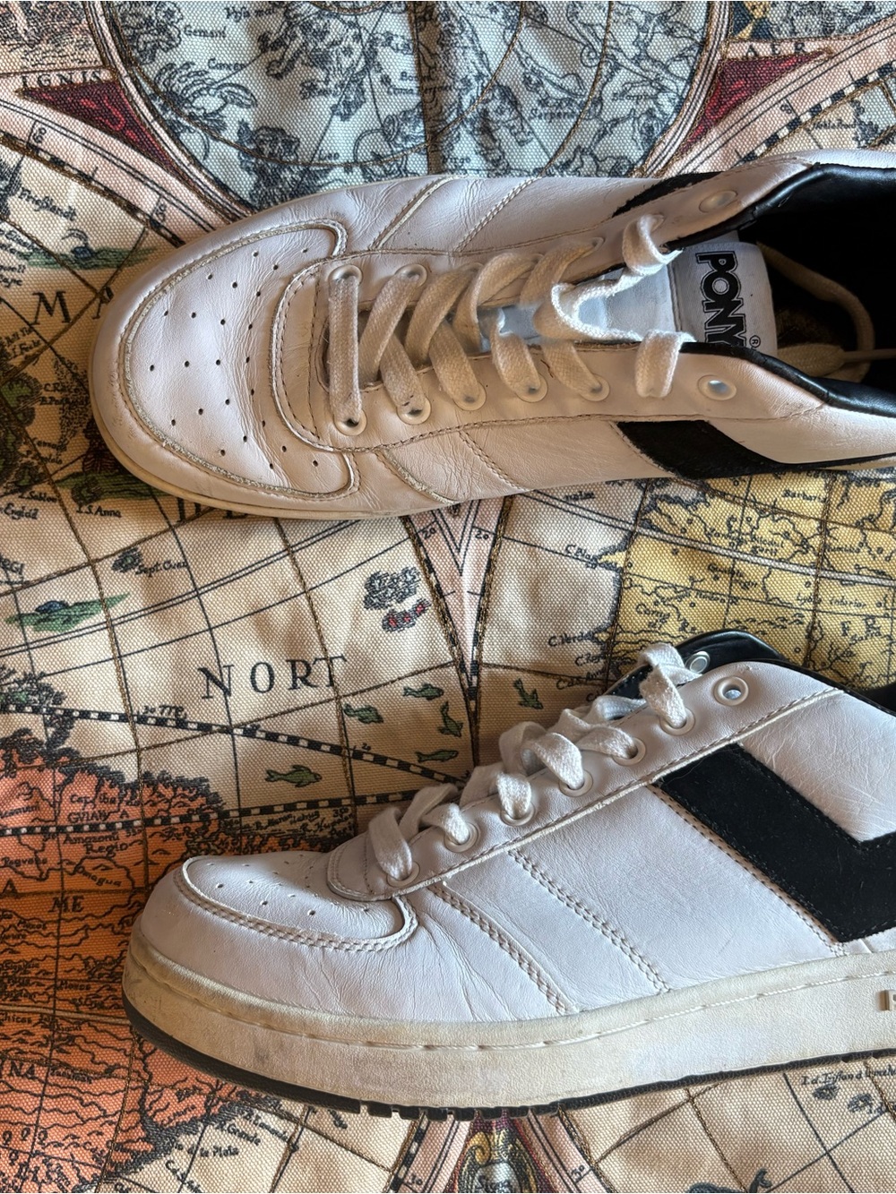 Pony Men's Classic White Low-Top Sneakers with Black Accent